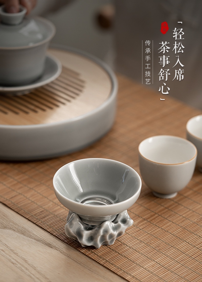 創意湖石陶瓷茶漏3-4