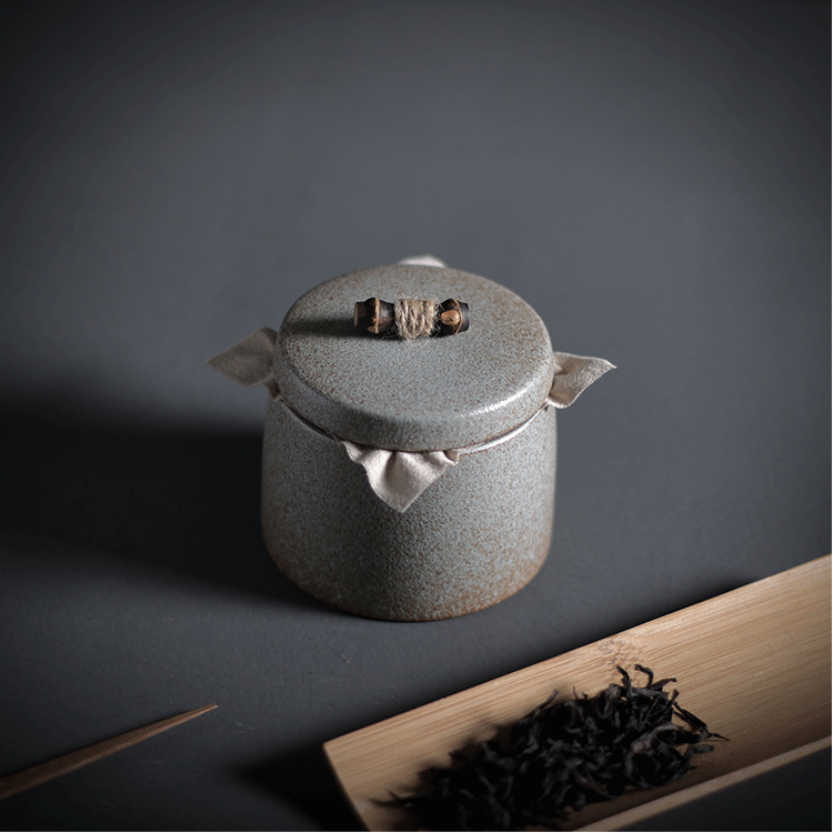 日式復古粗陶竹紐罐1-2