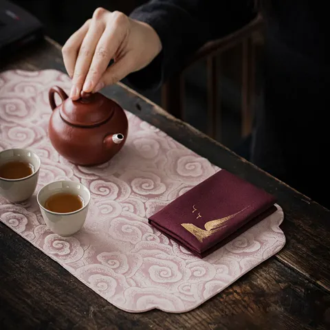 麂皮绒禪意手繪茶巾1-2
