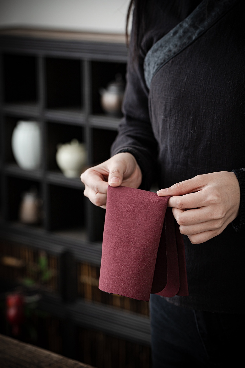 麂皮绒禪意手繪茶巾4-1