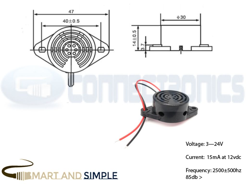 Buzzer d'alarme sonore SFM-27 DC3-24V , Avertisseur sonore