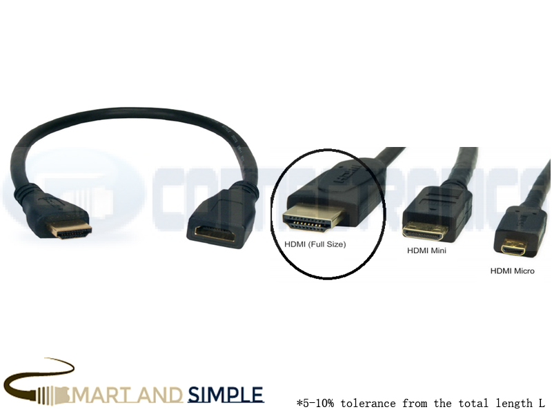 HDMI male-female extension cable 30cm – Connectronics