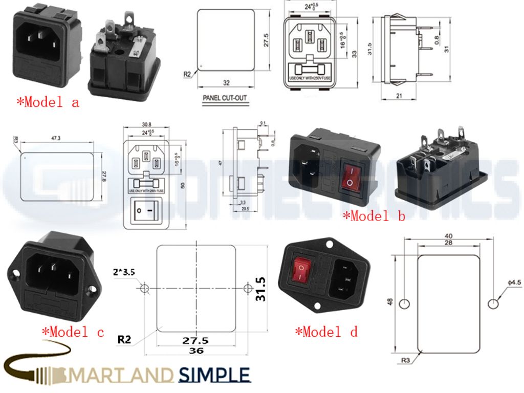 IEC C14 snap in inlet power socket panel mount connector w Fuse switch copy.jpg