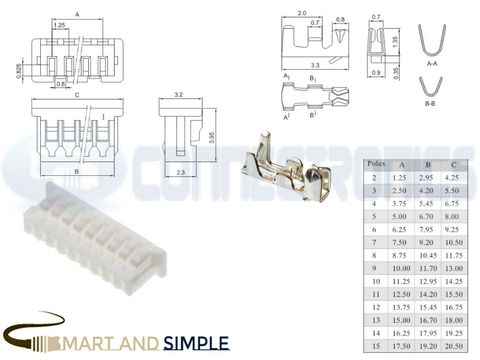 1.25mm pitch Pin socket Connector housing awg32-28 1A 125V.jpg