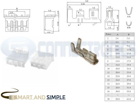 2.0mm pitch Pin socket Connector housing awg30-22 2A 250V .jpg