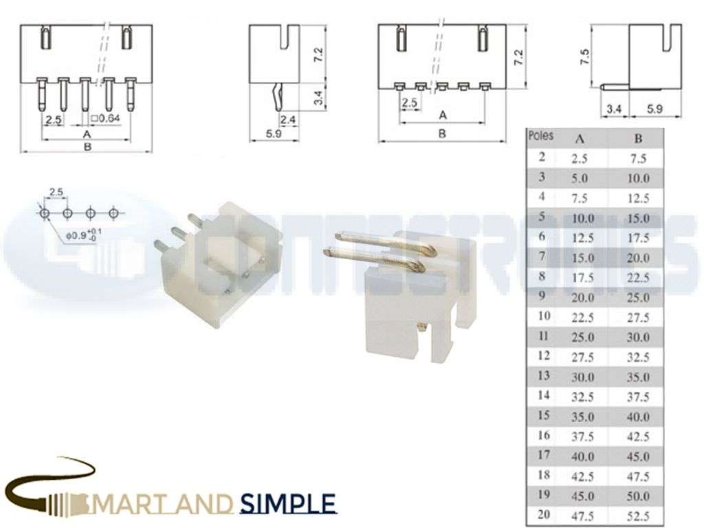 2.54mm pitch Pin header connector wire-board AWG28-22 3A 250V .JPG