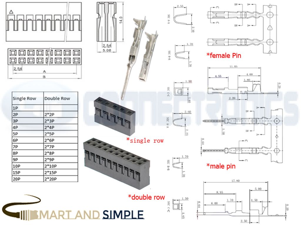 2.54mm pitch Pin socket Connector housing AWG28-22 3A 250V dupont .jpg