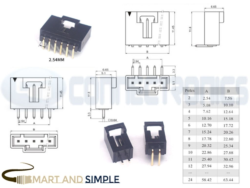 2.54mm pitch Pin header connector wire-board AWG28-22 3A 250V  DuPont2.54 25418.jpg