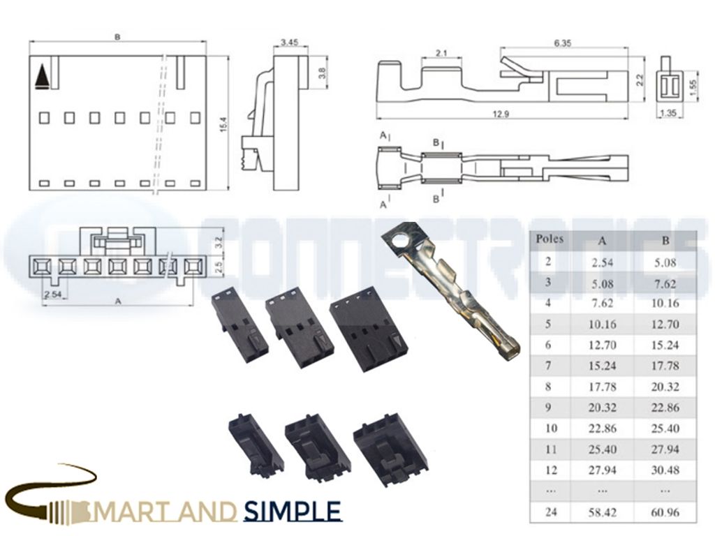 2.54mm pitch Pin header Connector housing AWG28-22 3A 250V DuPont2.jpg