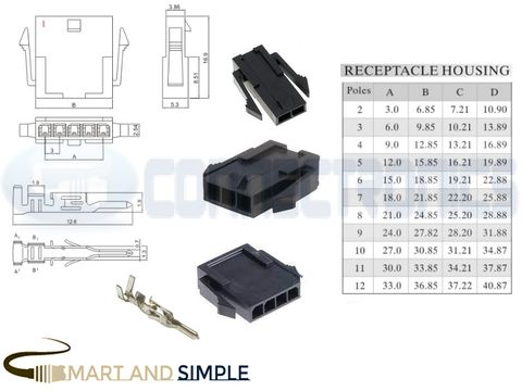 3.00mm pitch Pin socket Connector housing AWG28-22 5A 250V 43640 43030 30001 5556S .jpg