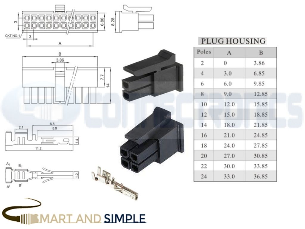 3.00mm pitch Pin socket Connector housing AWG28-22 5A 250V  43025  43030  30002  5556S  5557S .jpg