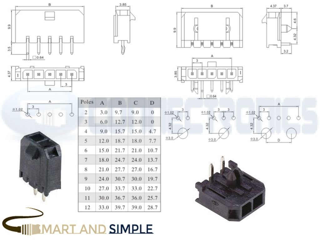 3.00mm pitch Pin socket Connector housing AWG28-22 5A 250V  43650  30001  5556S  5557S .jpg