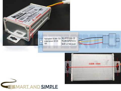 Power Converter DC 36V48V60V72V to DC12V10A