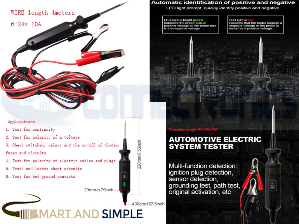 Car Circuit Tester Power Probe Automotive Diagnostic Tool 12V 24V Electrical Current Track Locate Short Circuits
