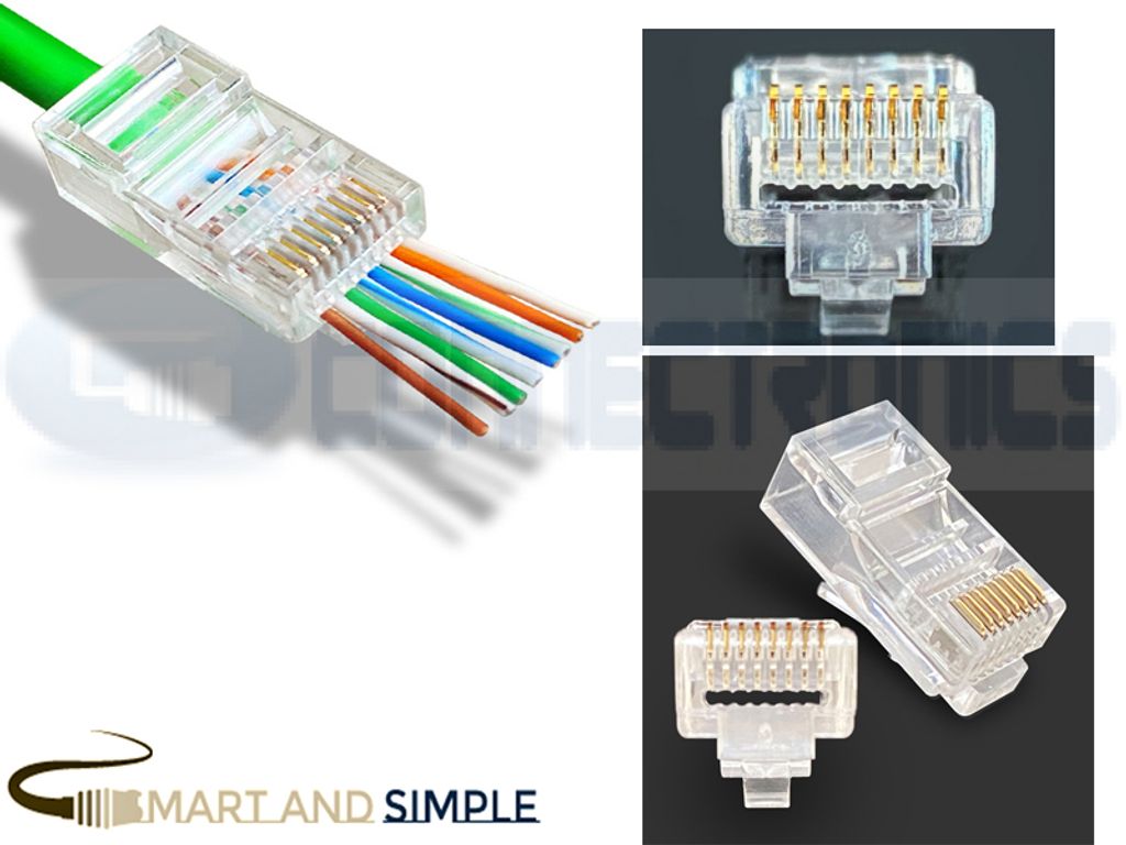 RJ45 8P8C Though hole CAT5 CAT6 modular plug