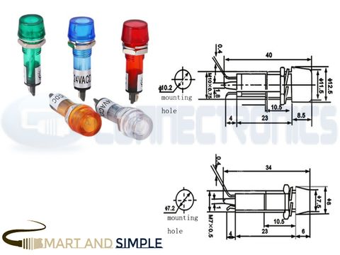 Indicator light mount 10mm 7mm 12v 24v 220v