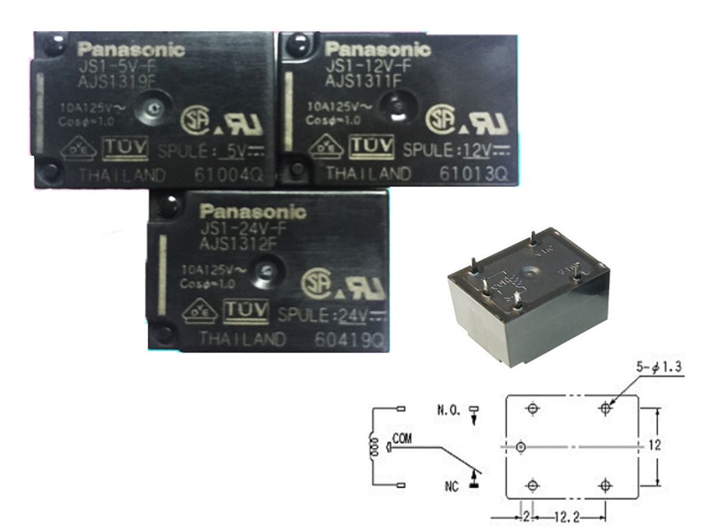 JS1-5V-F 12V-F 24V-F AJ1319F AJS1311F AJS1312F 5PIN RELAY