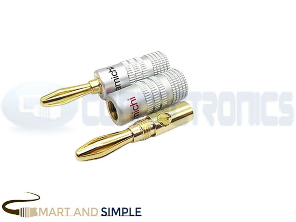 Gold plated copper speaker banana plugs