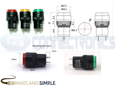 12v 24v 16mm Warning pilot light indicator lamp NXD-213