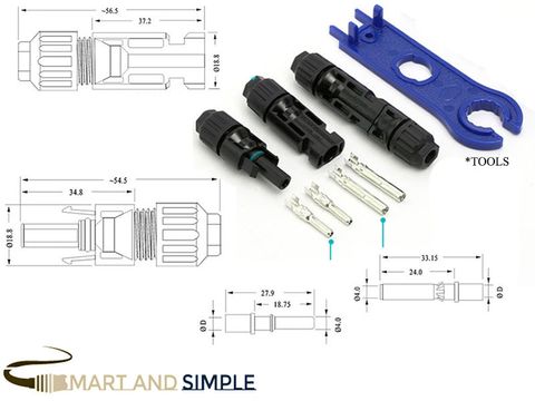 MC4 Connector 30A Solar Panel Connector Waterproof IP67 TUV