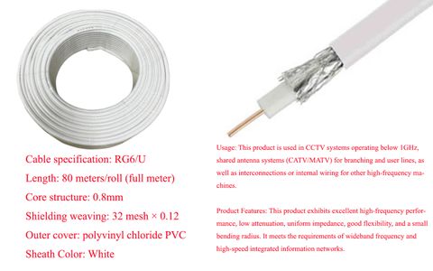 RG6 coaxial cable closed-circuit television CCTV signal line