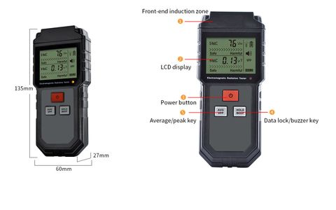 ET825 Electromagnetic Radiation Tester Wave Radiation Detector EMF Meter Rodalind-CA