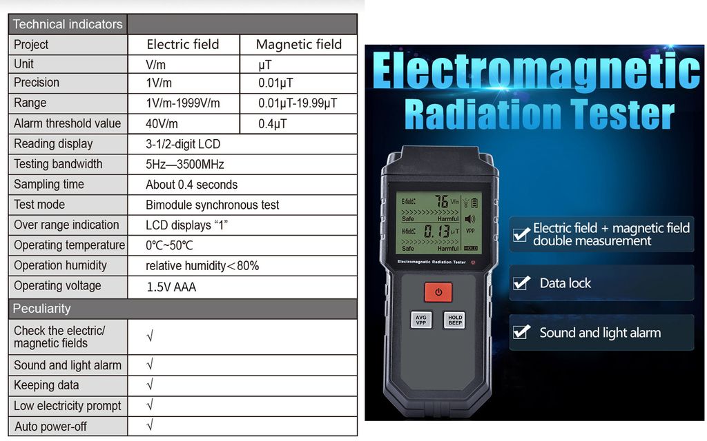 Compre ET825 Medidor de Detector de Radiación de la Ola de Radiación  Electromagnética en China