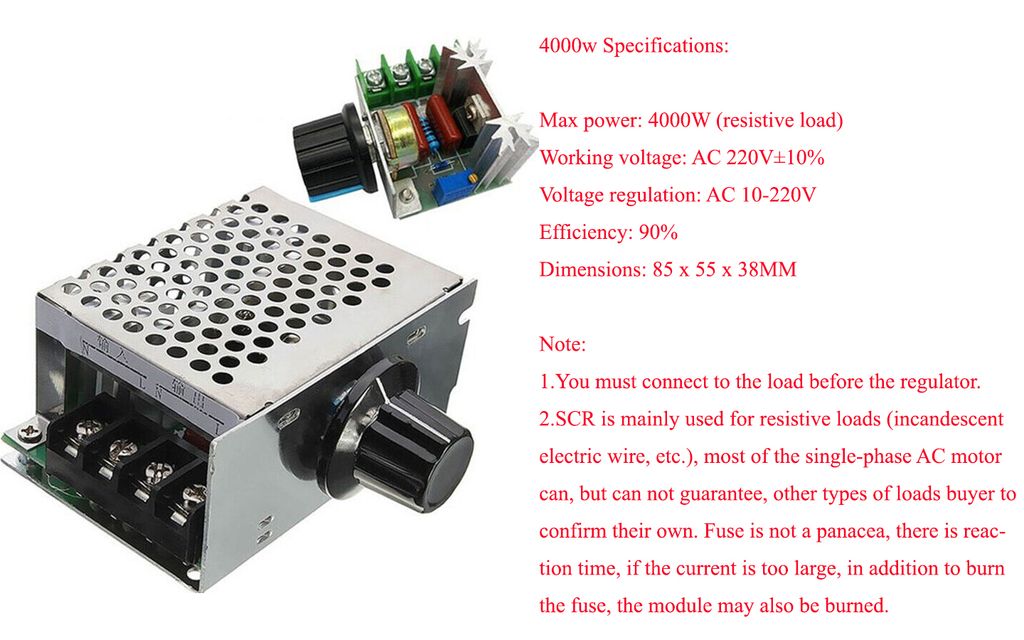 4000W 220V AC SCR Voltage Regulator Dimmer Motor Speed Controller Module