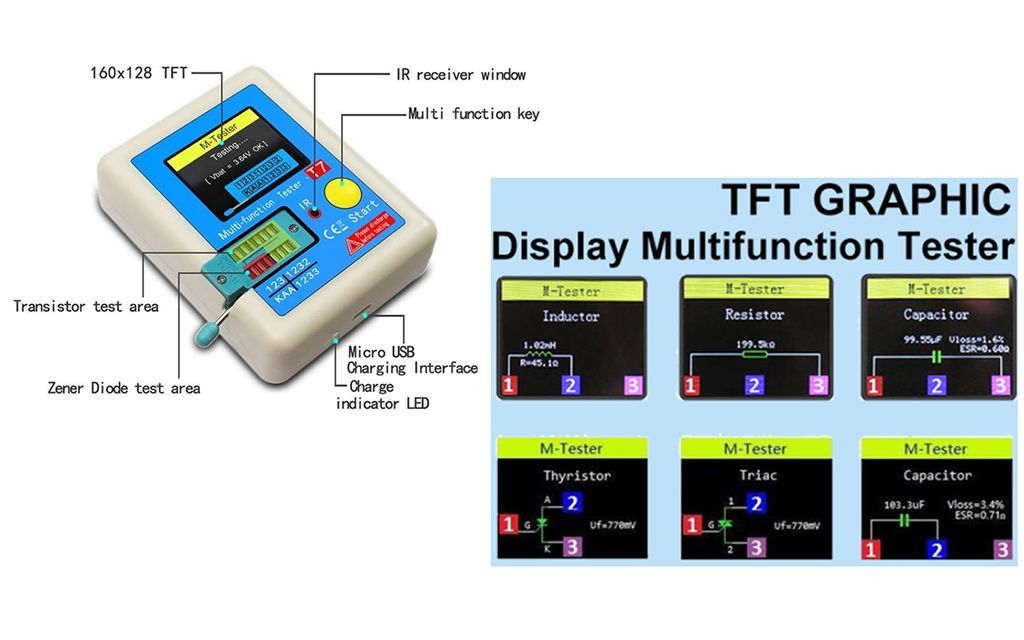 Capacitance Diode Multimeter Multifunction Tester LCR-T7 Transistor Tester 2