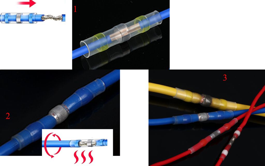 Waterproof self-solder heat shrink insulated electrical butt wire terminals