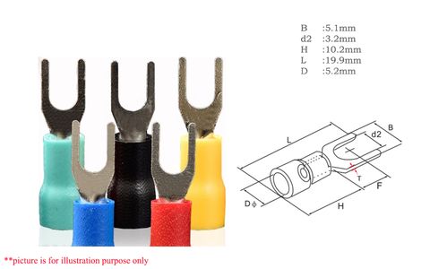 Fork Spade Tongue Terminal Fork Terminals for Wire Lug Terminal SV1.25-3 VF1.25-3YS