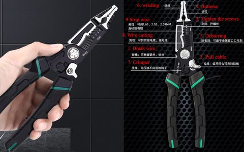 Multifunction 9 in 1 Electric Pliers Long Nose Electrician Wire Stripping Cutter Clamp Hardware Cable Repairing Hand Tool