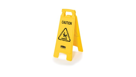 Lightweight "Caution" sign is 2-sided for effective multilingual safety communication and utilizes ANSI/OSHA-compliant color and graphics.