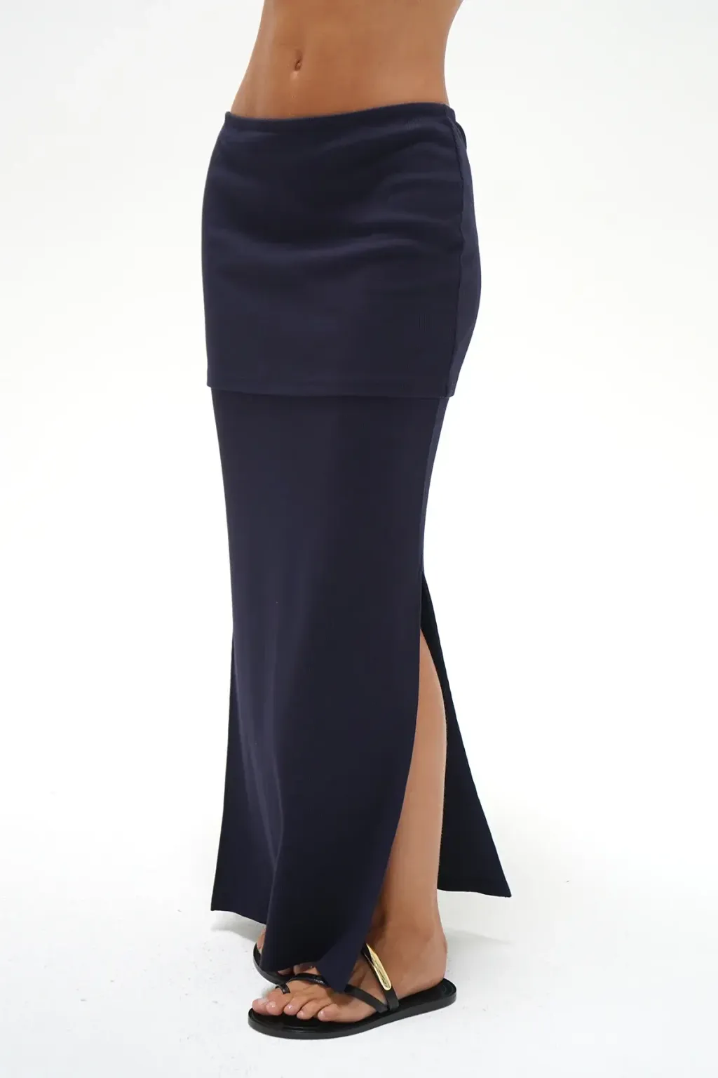 LNA-LORA-RIBBED-SKIRT-INK-BLUE