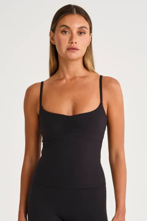 A4T194_BLK_CloudCore_RuchedTank_FrontCropped