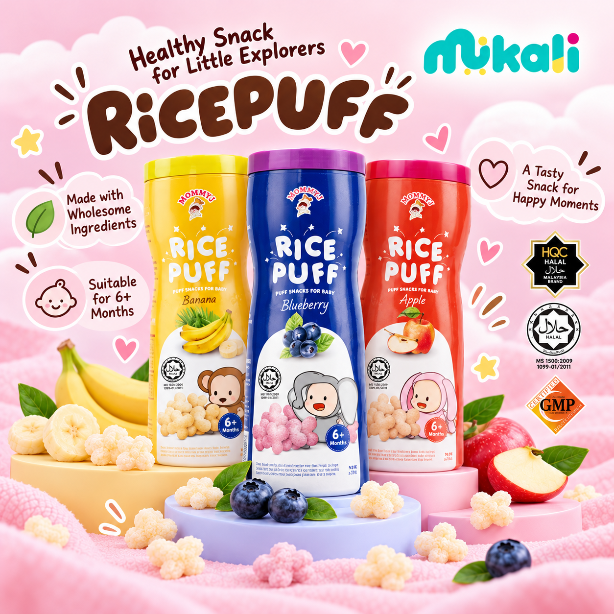 Pastel Rice Puff Snack Adventure