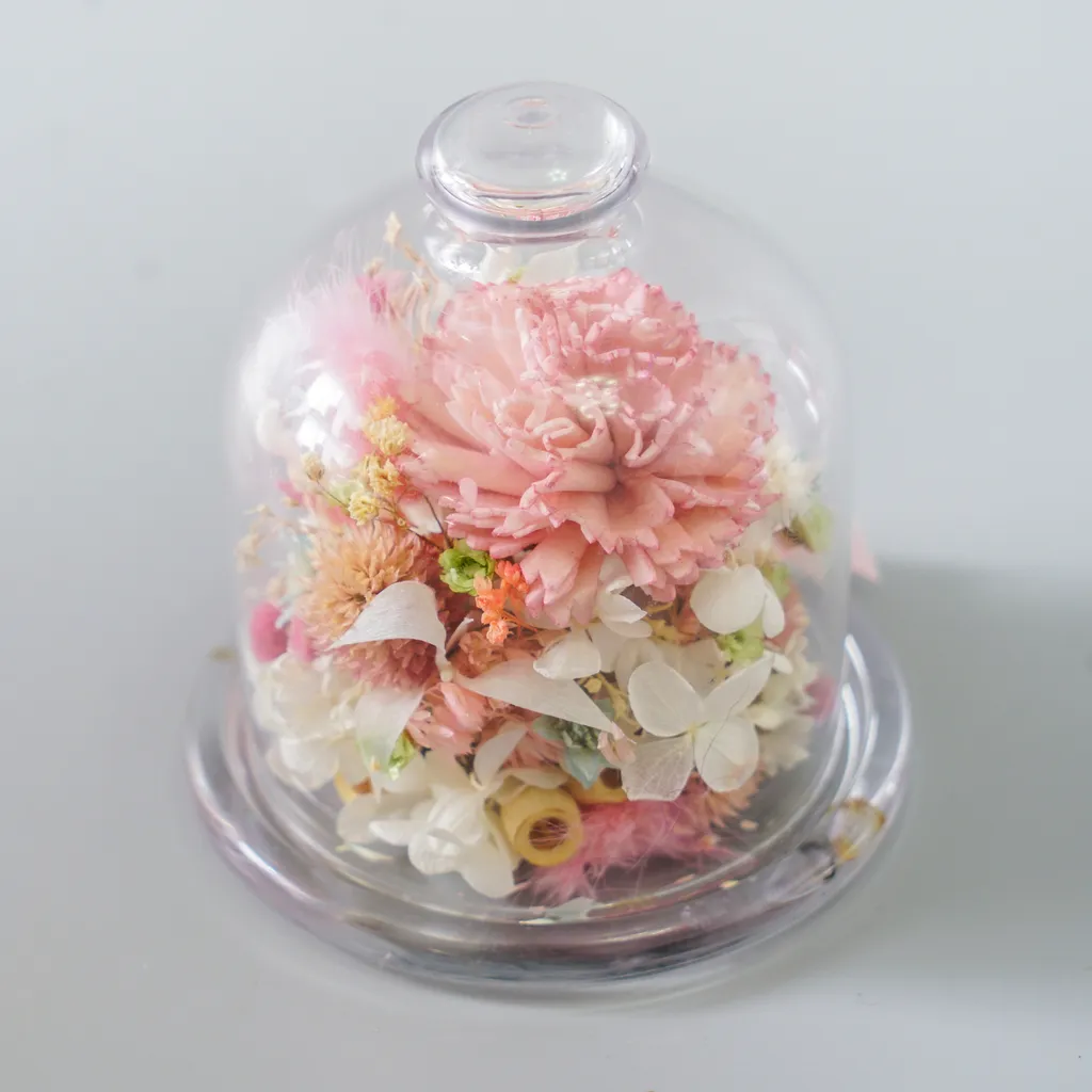 康乃馨旱雪蓮千日紅粉橘桌上乾燥花禮玻璃盅dt0004 風格司花藝 康乃馨旱雪蓮千日紅粉橘桌上乾燥花禮玻璃盅dt0004 風格司花藝