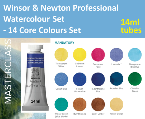 W&N 14 Colours Core Set 14ml tube