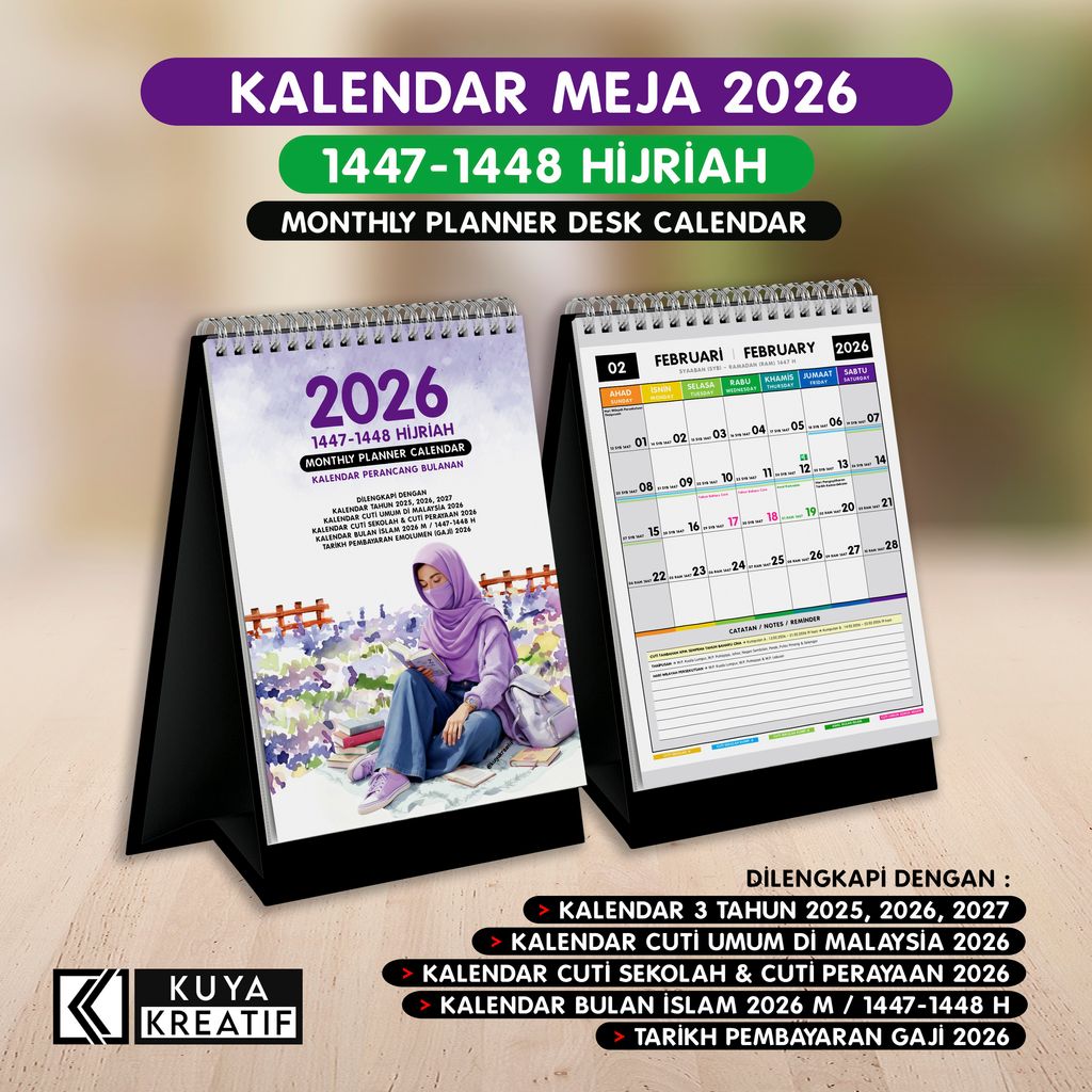 POSTER PROMO - KALENDAR MEJA 2026 - COVER V4 - PURPLE