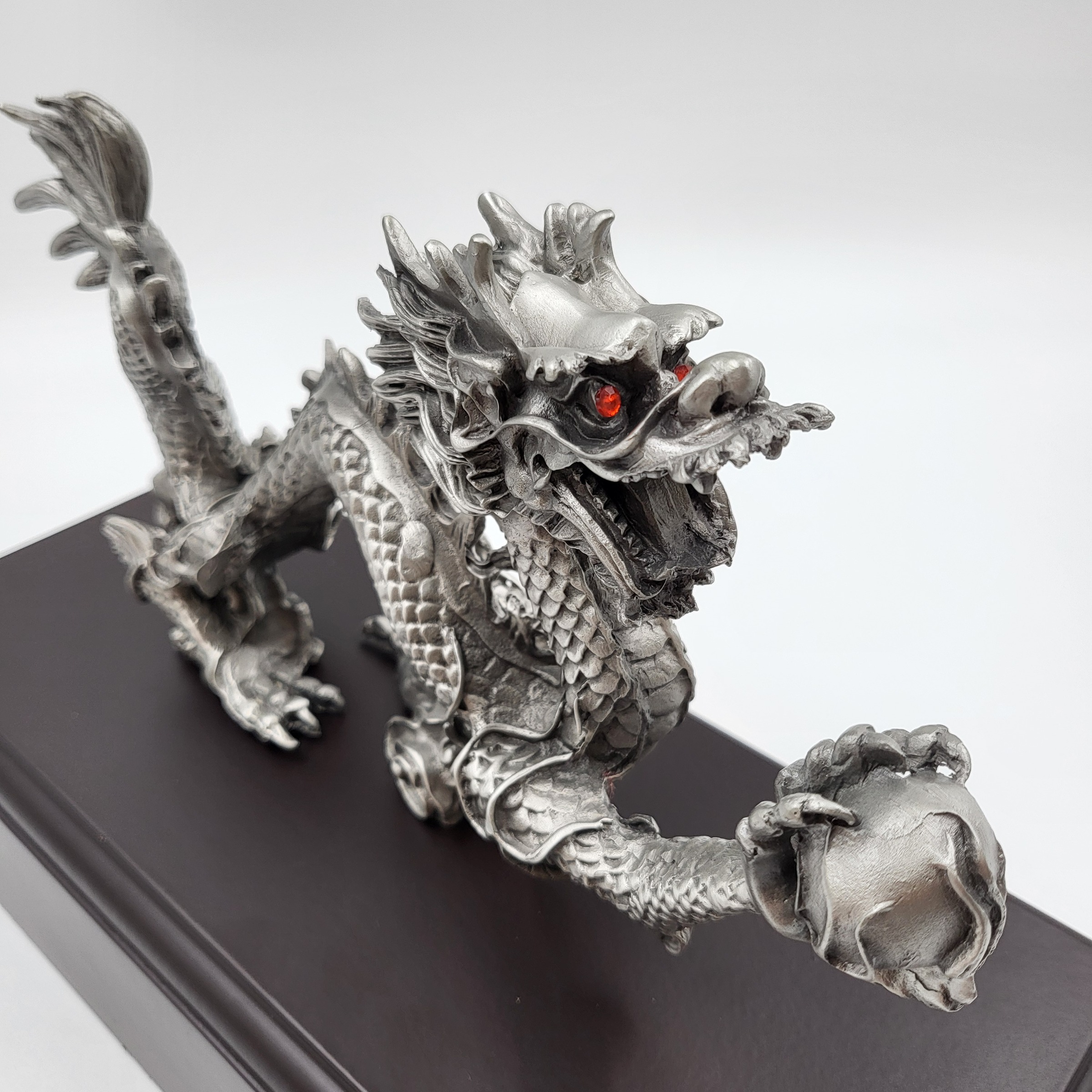 Premium Pewter Dragon Figurine Year 2024 with Wood Base 4