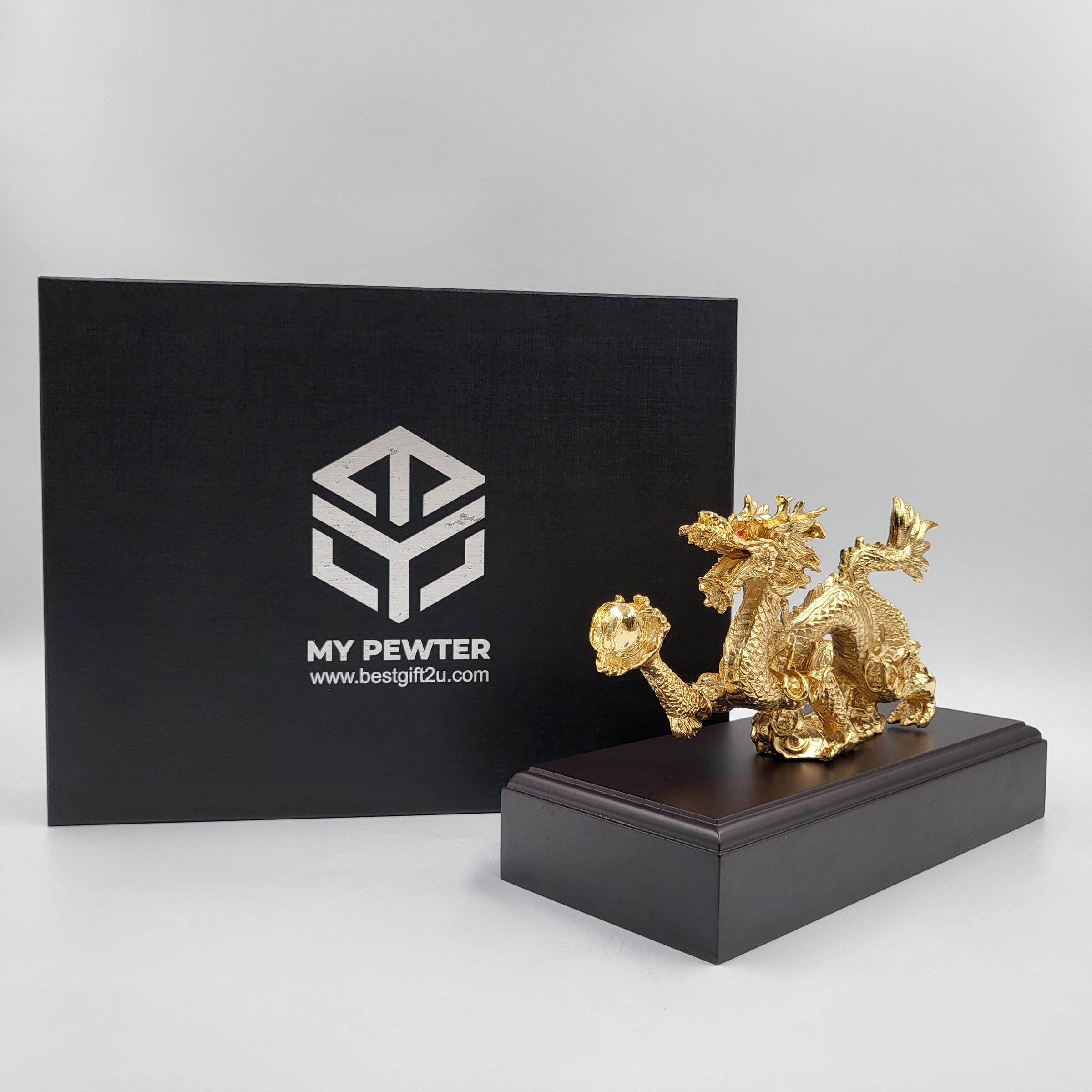 My Pewter Gold Plated Pewter Dragon Figurine