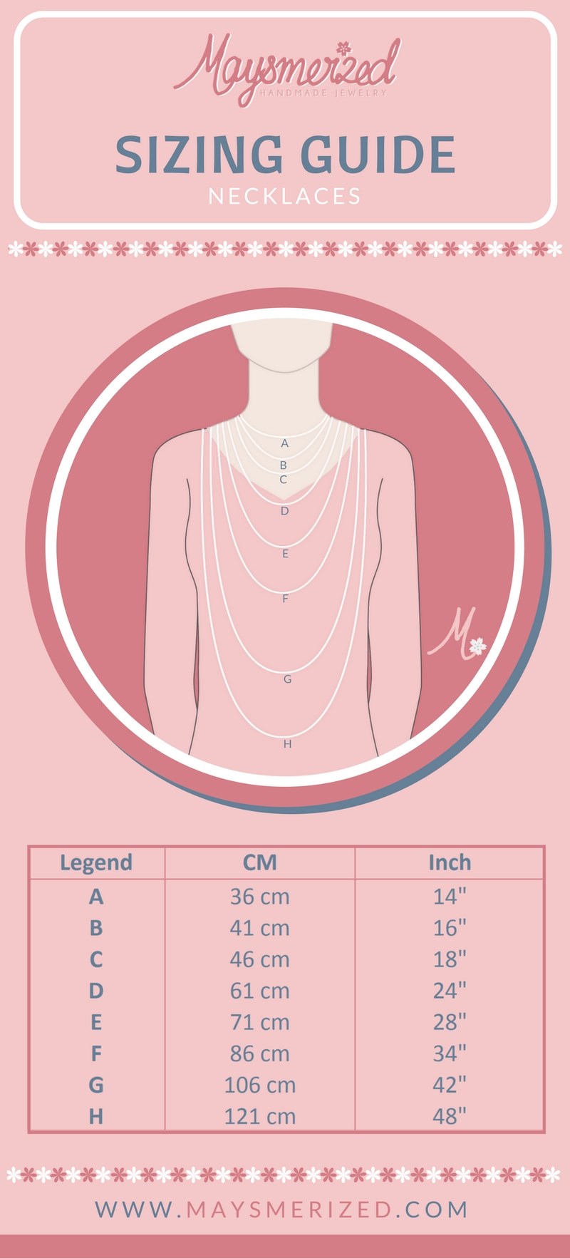 Sizing Guide - Necklaces - Maysmerized Handmade Jewelry and Accessories from Malaysia