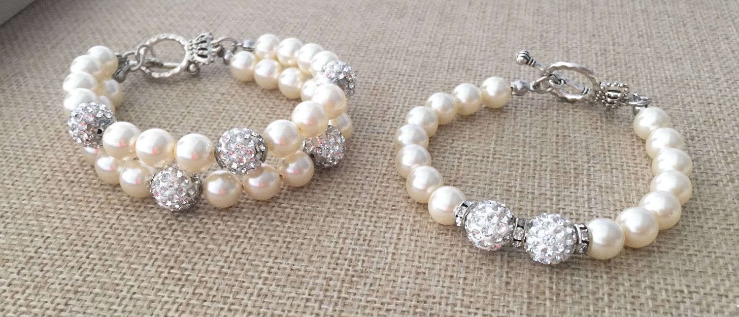 Maysmerized | Lovely Handmade Bracelets, Necklaces, Earrings, Gifts from Malaysia - Elegant White Swarovski Pearl Bracelets