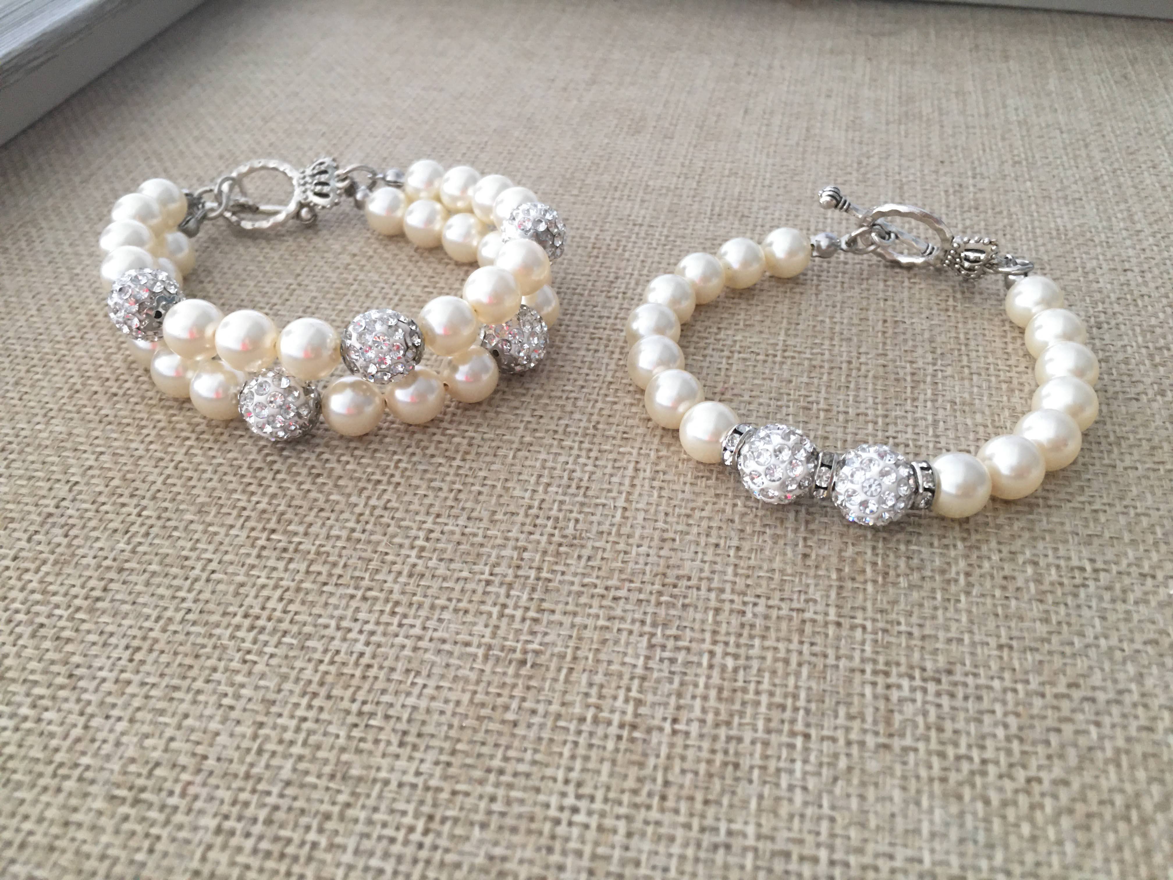 Elegant White Swarovski Pearl Bracelets