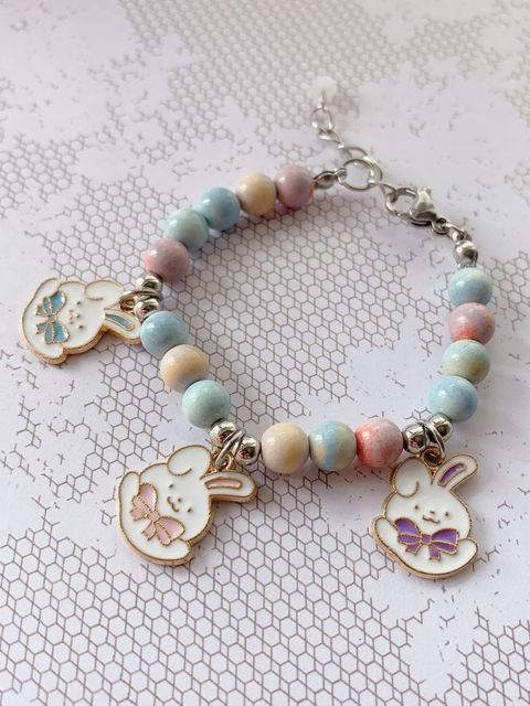 Rainbow Alashan with Bunny Charms Kids Bracelet 1