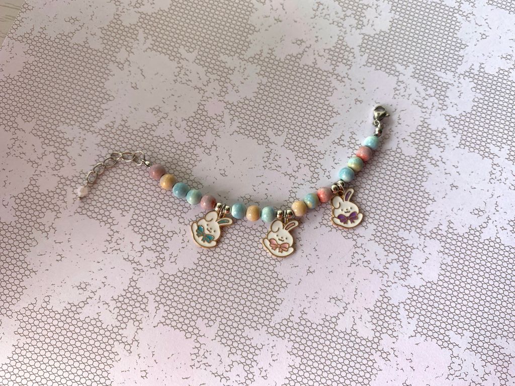 Rainbow Alashan with Bunny Charms Kids Bracelet 2