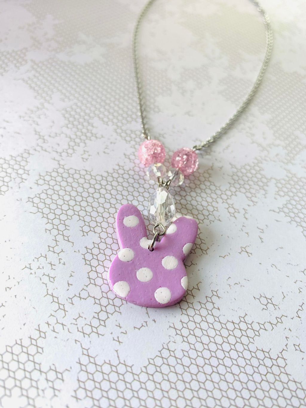 Purple Bunny Polka Dot Necklace 1