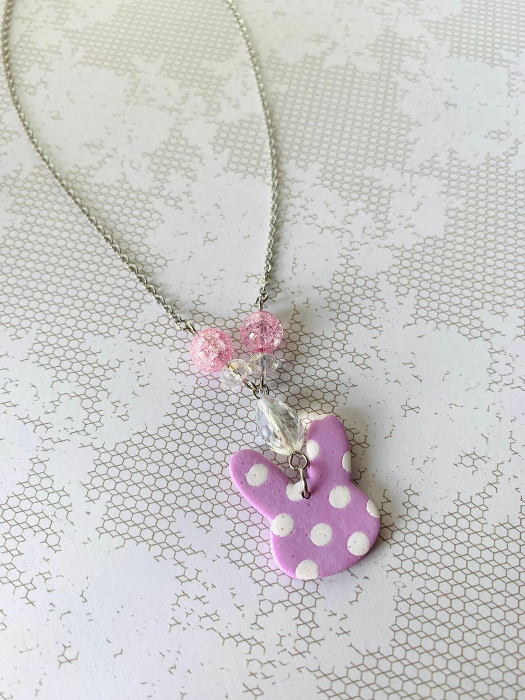 Purple Bunny Polka Dot Necklace