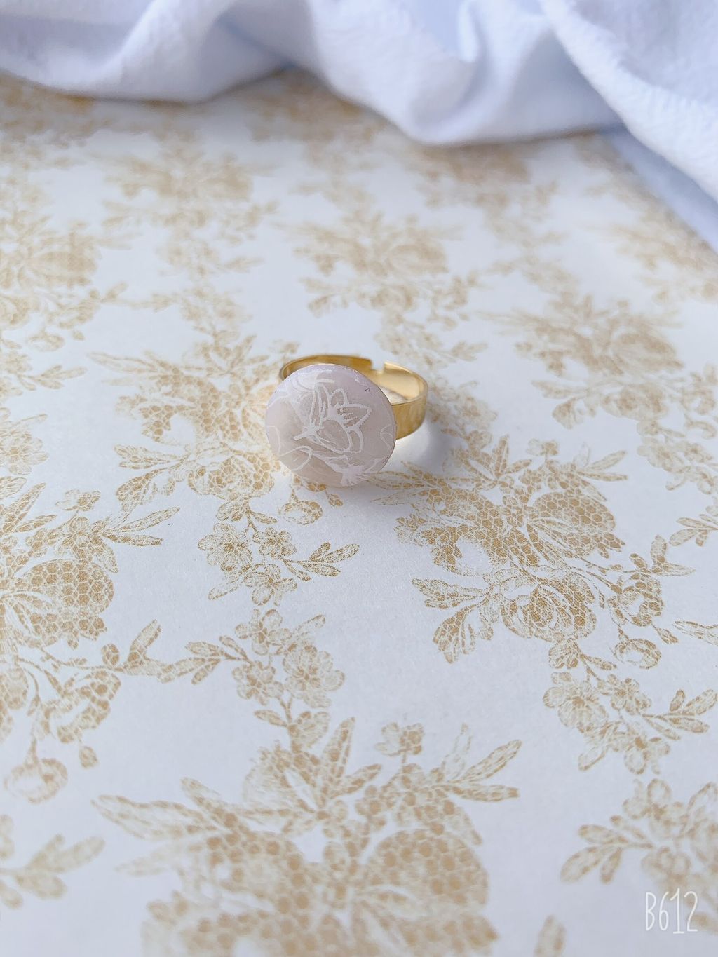 Cream color Camilia Transluscent Ring