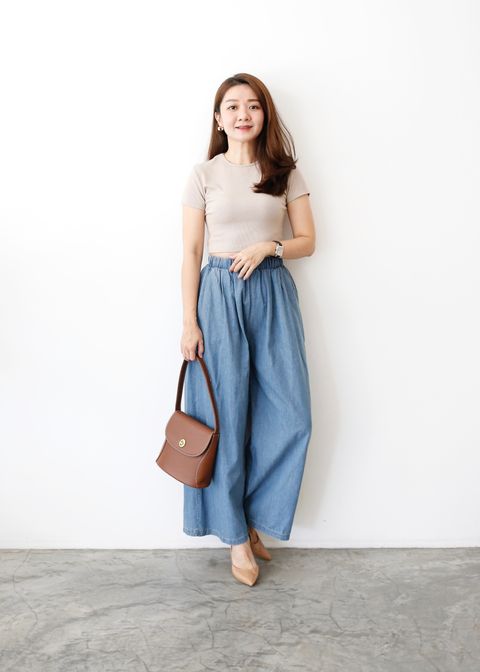 WIDE LEG PANT WITH GATHERED POCKETS WISH YOU WERE HERE